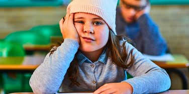 bored young girl in school 
