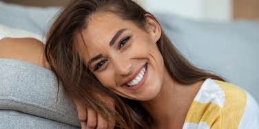 Woman is happiest at home.