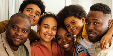big happy family smiling together