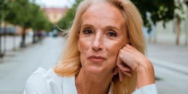 boomer woman smiling about her values