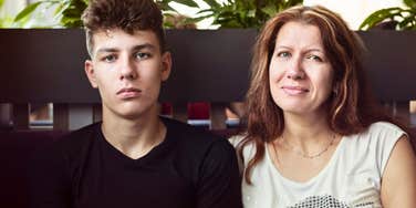 Mother with her teen son whom she worries is a problem 