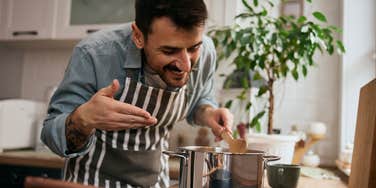 man making a home-cooked meal