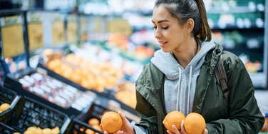 woman wearing casual clothes at the grocery store
