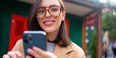 woman posting on social media