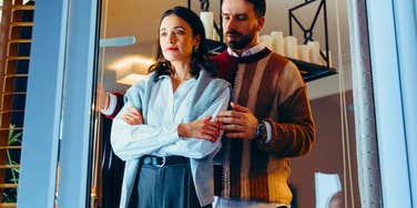 annoyed woman with husband losing her capacity for visitors