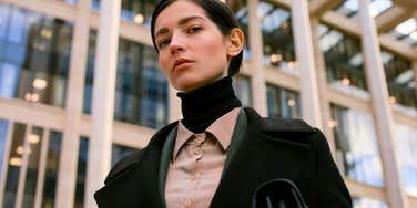 highly intelligent woman looking intimidating
