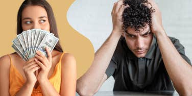 Man fearing of woman spending his money 