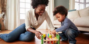 Mother playing with child 