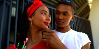man flirting with woman