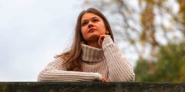 hopeless woman thinking alone