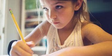 girl doing homework