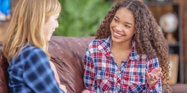 Woman having a conversation 