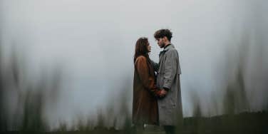 couple in foggy weather