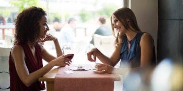 two women talking 