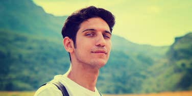 young man hiking
