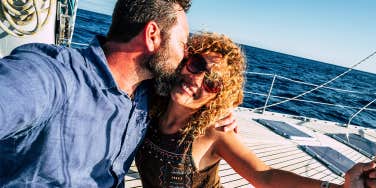 middle aged couple on boat