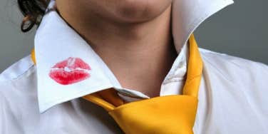 Lipstick on collar