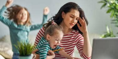 stressed single mom with kids