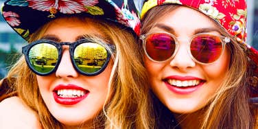 Two friends having fun in shades