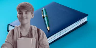 boy, middle school, yearbook, mother, school