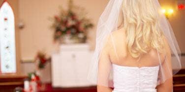 bride walks down aisle