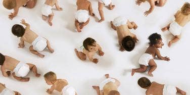 a lot of babies on a white background