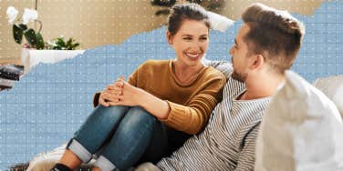 Couple chatting with each other at home 