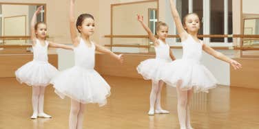 little girls during ballet class 