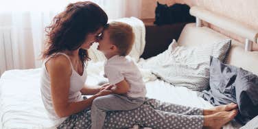 mom with son at home