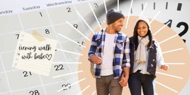 Calendar date with couple on a walk, making time