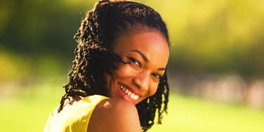 Happy African-American woman smiling