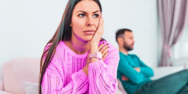 Frustrated couple having relationship problems