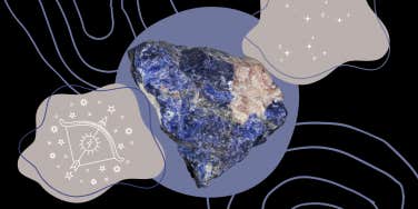 sodalite crystal, sagittarius symbol and constellation