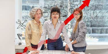 Group of females cultivating career success