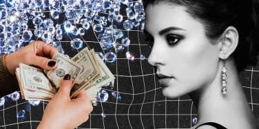 Woman using diamonds as safety net