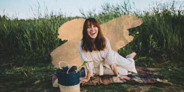Woman enjoying a picnic