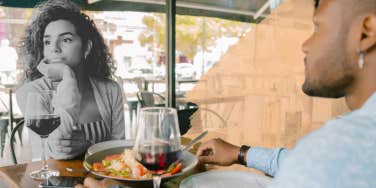 Couple on a date-- woman un-interested