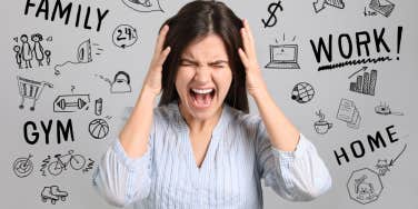Woman overwhelmed and stressed with life
