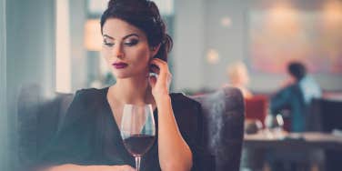 woman at restaurant alone