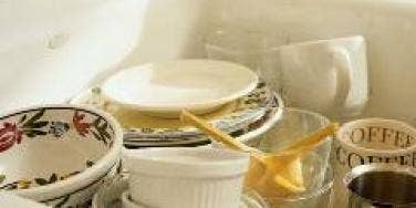 dishes in sink