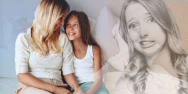 Mother trying to teach her daughter how to appropriately interject in conversations