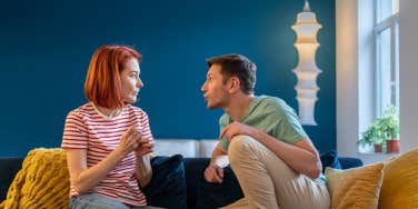 immature man talking to woman