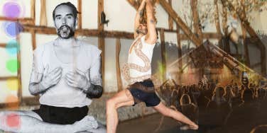 Russell Brand doing yoga