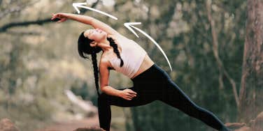 Woman stretching spine