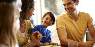 family together at the dinner table