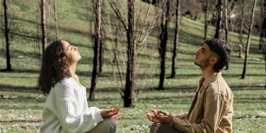 Couple dipping their toes into meditation 