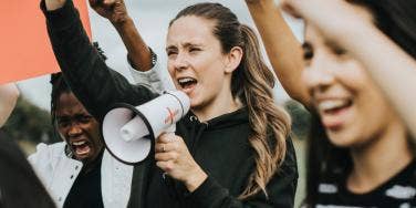 women at a protest