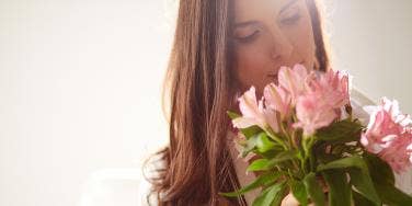 woman with flowers