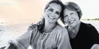 mother and daughter on beach 