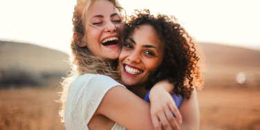 female friends hugging